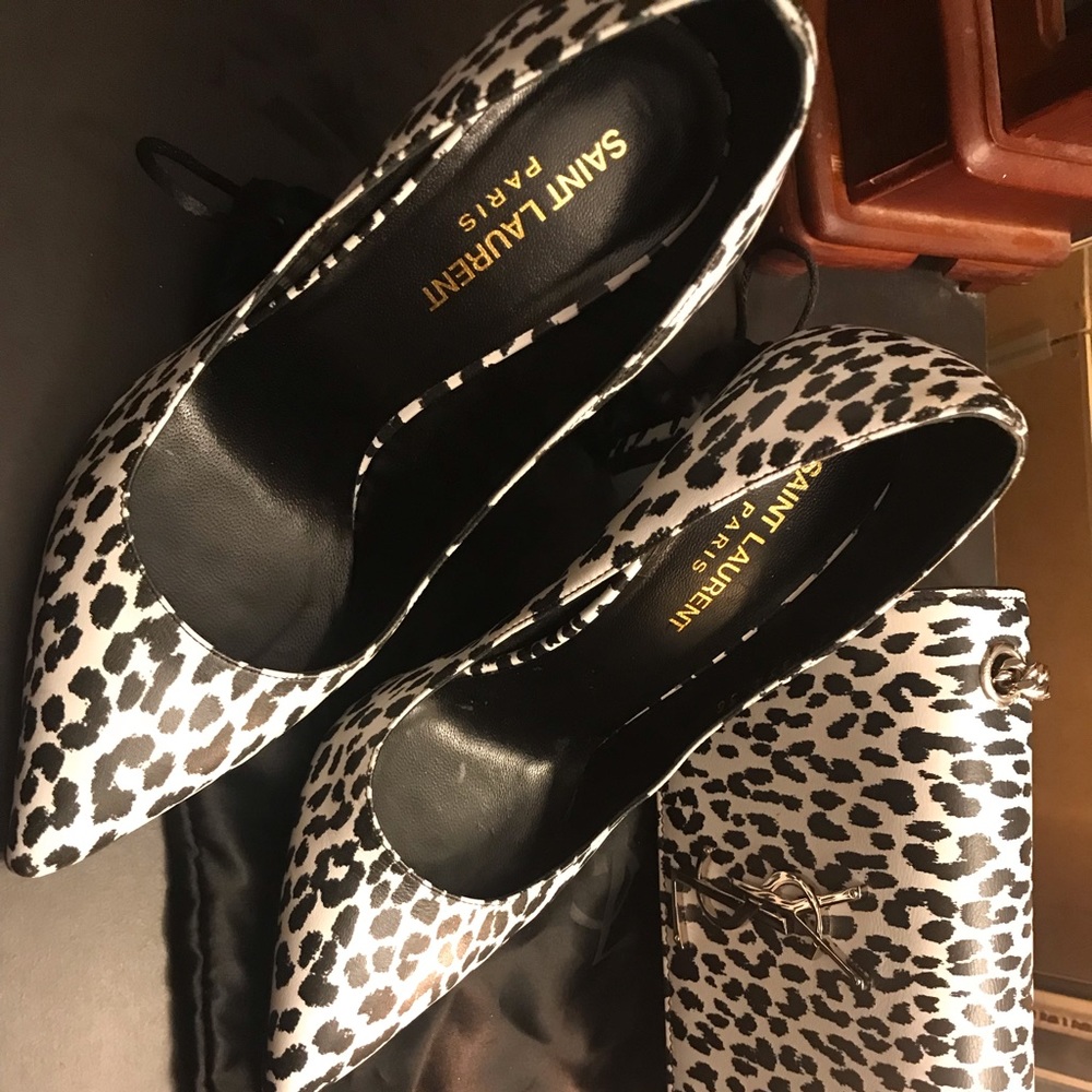 Yves Saint Lauren matching handbag and heels